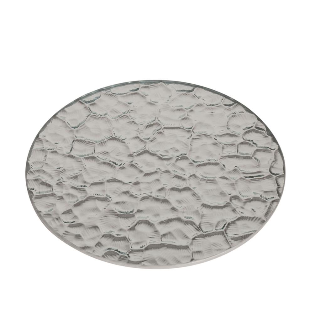 Woodbridge Textured Silver Glass Candle Plate 20cm £4.94